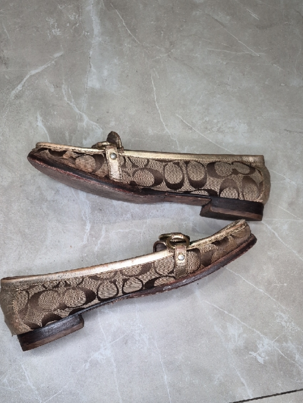 Coach Brown Signature Canvas Logo Flats with Gold Hardware - Picture 10 of 10